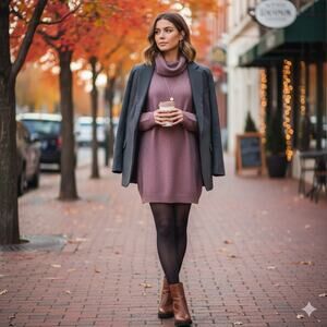 Michael Lauren Vargus Draped Turtleneck Dress in Sangria